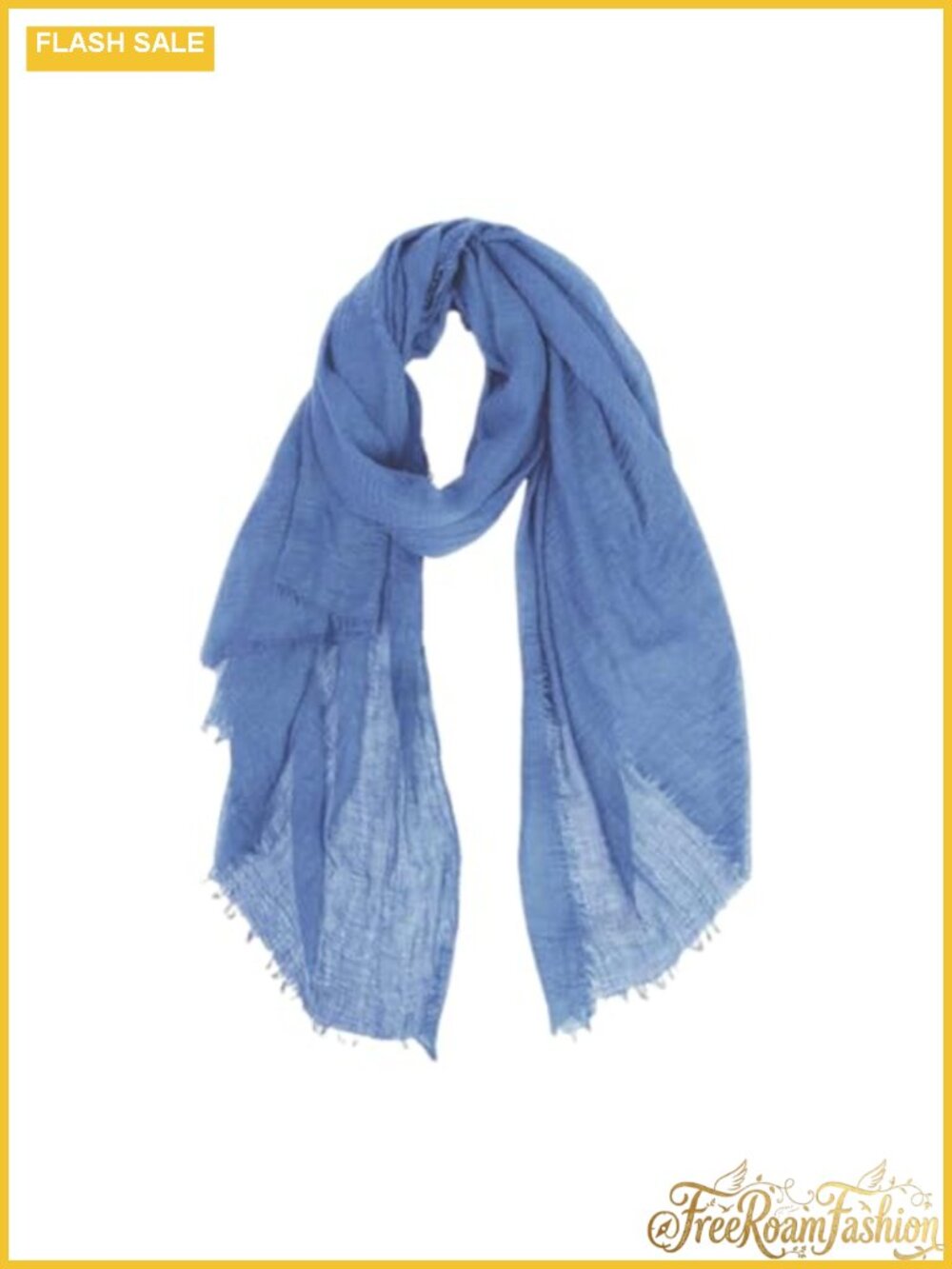 Cotton Hemp Blend Crinkle Scarf Fringed Edges Lightweight Shawl Beach Travel